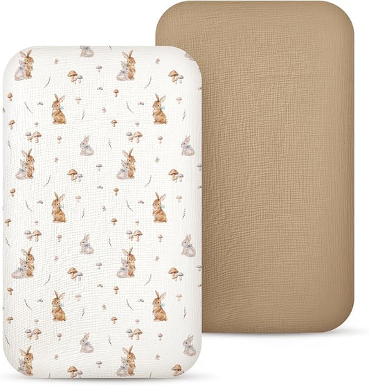 lulumoon Baby Bassinet Sheets Muslin: Cotton Bedside Bassinet Sheets Floral for Girls - Fitted for Bedside Sleeper Mattress