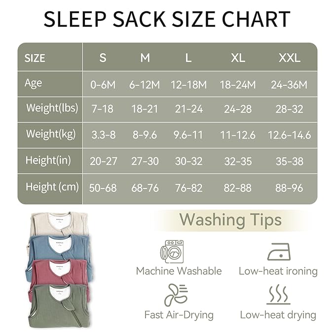 Rayon Made from Bamboo Sleep Sack 12-18 Months Supersoft Toddler Sleep Sack 1.0 Tog Breathable Baby Wearable Blanket with 2-Way Zipper Unisex Sleeping Bag for Babies
