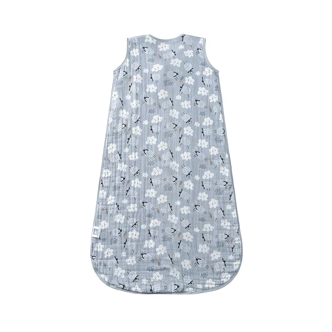 Baby Sleep Sack 2-4 T Baby Wearable Blanket 100% Organic Cotton 0.5 TOG Toddler Sleep Sacks 2- Way Zipper Soft 4 Layers Muslin 2T 3T 4T Sheep Grey