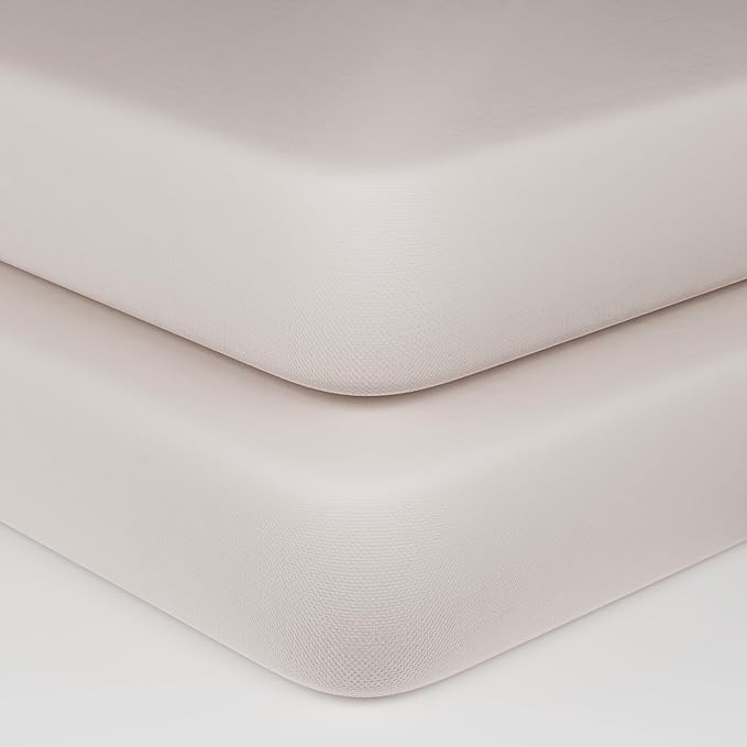 Organic Cotton Fitted Crib Sheets - 100% GOTS Certified Organic Cotton, All-Natural, Dye-Free, Unbleached, Toxic-Free & Breathable Baby Crib Sheets for Standard Crib Mattresses (2 Pack)