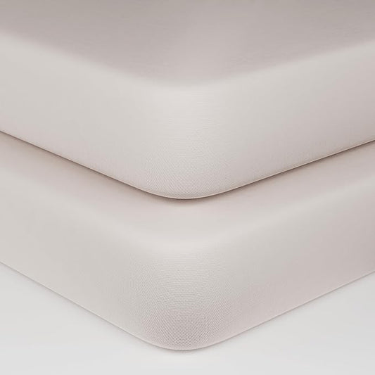 Organic Cotton Fitted Crib Sheets - 100% GOTS Certified Organic Cotton, All-Natural, Dye-Free, Unbleached, Toxic-Free & Breathable Baby Crib Sheets for Standard Crib Mattresses (2 Pack)