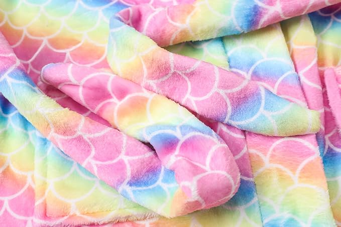 Umeyda Girls Fleece Hooded Robes, Warm Printed Bath Robe for Kids Soft Fuzzy Bathrobe for Gifts