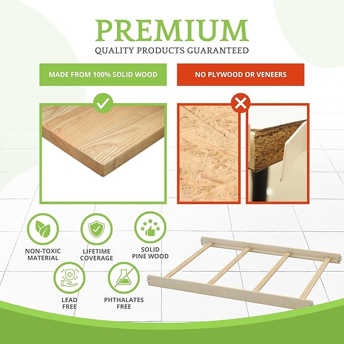 Full-Size Conversion Kit Bed Rails for Evolur Cribs - Solid Wood Crib Convertible Kit to Kids Bed - Transitional Style Rails & Easy-to-Install Child Essentials for Safety (Metallic Gold Dust)