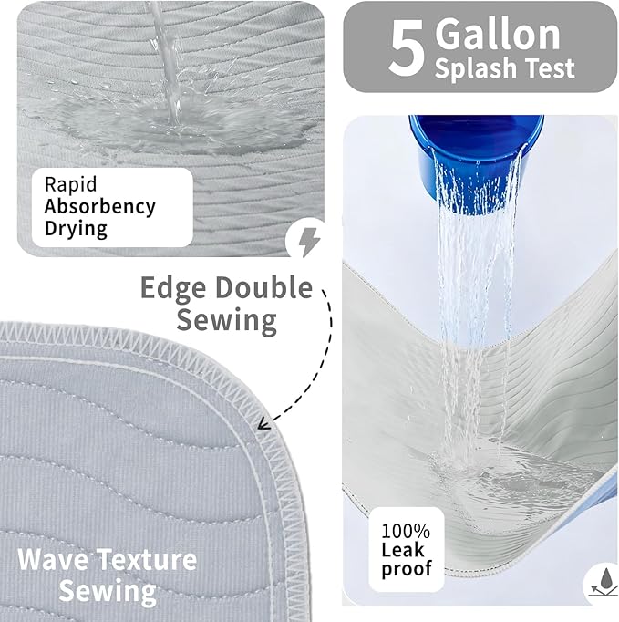 Accompagner Waterproof Reusable for Adults and Pets Washable Pee Pads for Dogs Changing Pad Large Dog Bed Size Adults Incontinence Bed Pads - Non-Slip Leak-Proof (Pearl Gray, 6Pack-24" x24")