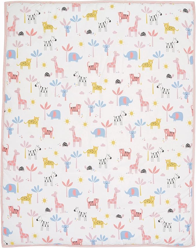 Lambs & Ivy Snuggle Jungle Pastel Safari Cotton Jersey 5-Piece Crib Bedding Set