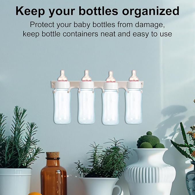 Wall Mount Holder for Dr. Brown's Narrow & Wide-Neck Bottle, Baby Accessories, Waterproof ABS Material Baby Bottle Rack Storage with Fittings for Cabinet Doors or Kitchen Walls