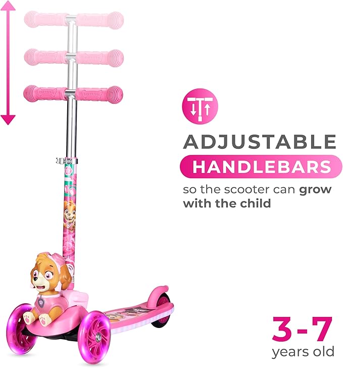 3D Kick Scooter for Kids, Self-Balancing 3 Wheeled Light Up Scooter with Extra Wide Anti-Slip Deck, Rear Brake, Lean to Steer, Lightweight Design, for Kids 3 and up, 75 LB Limit