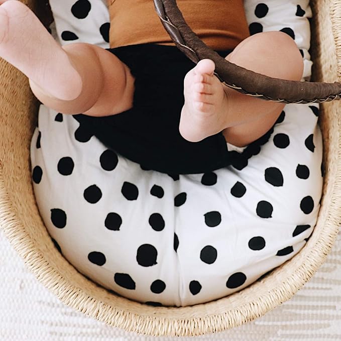 Changing Pad Cover Set | Cradle Sheet 2 Pack 100% Jersey Cotton Black and White Abstract Stripes and Dots by Ely's & Co
