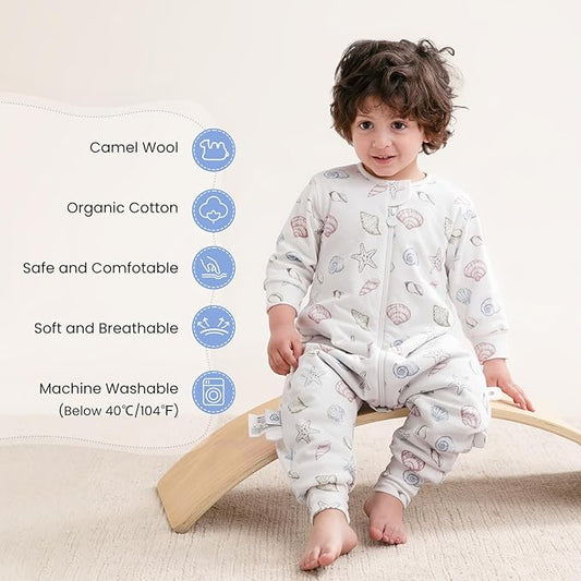 kaiya baby Unisex Toddler Sleep Sack with Feet 1.0 Tog Split Legs Sleep Sack 18-36 Months, Sleep Bag Walker, Gifts for Boys & Girls, Shell