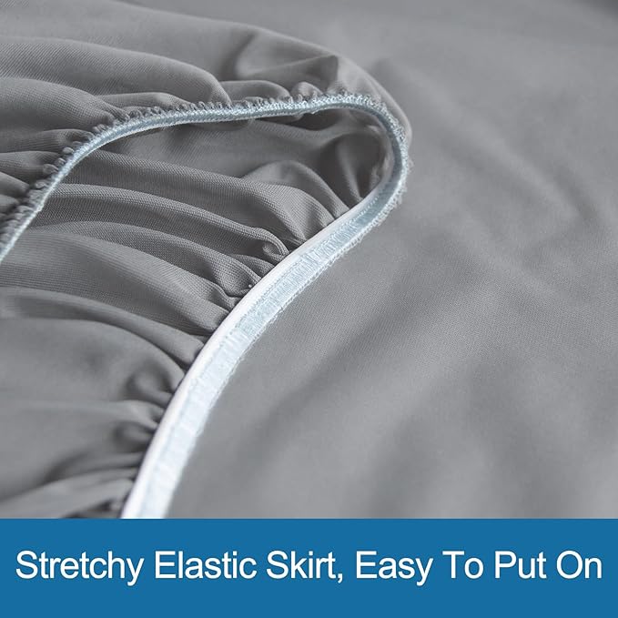 SPRINGSPIRIT Full Size Waterproof Mattress Protector, Full Mattress Cover Pad Waterproof with Deep Pocket up to 14’’, Bed Fitted Sheet, Gray Color