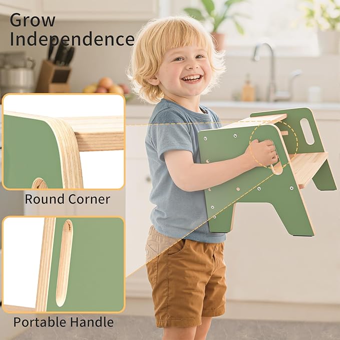 Wingyz Toddler Step Stool,Height-Adjustable Wooden Step stools for Kids with Handles,2 Stepstool for Toddlers,Bathroom Sink, Kitchen, Bedroom,Potty Training