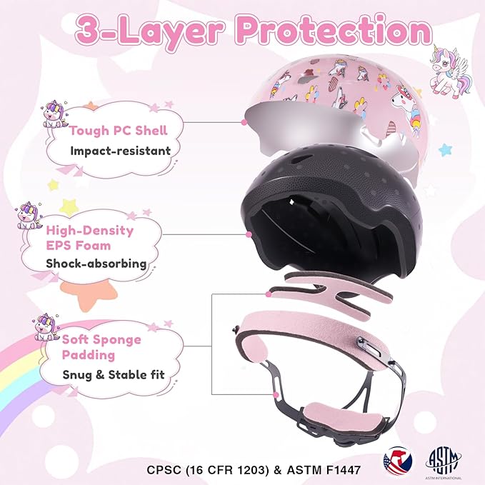 Toddler Bike Helmet with Gloves and Backpack Set, 3 Sizes for Baby Infant to Kids Ages 1-3 3-5 5-8+, Adjustable Boys Girls Bike Helmet for Bicycle/Scooter/Skateboard/Roller Skate