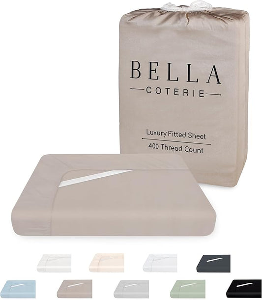 Bella Coterie Luxury Bamboo Viscose Cal King Size Fitted Sheet | 100% Organically Grown | Ultra Soft | Cooling for Hot Sleepers | 18" Deep Pocket [Dune]
