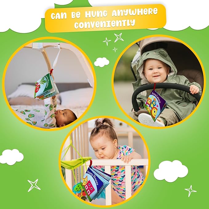 BabyBibi Cloth Books for Babies (Set of 6) - Premium Quality Soft Books for Babies. Touch and Feel Crinkle Paper. Cloth Books for Early Children's Development.
