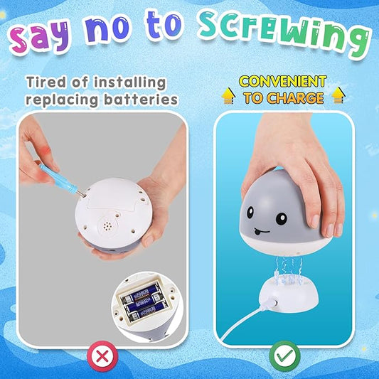 Gigilli Baby Whale Bath Toy - Easy Charging Bath Toys for Kids Ages 1-3 Light Up Bath Fountain Toy 6-12-18 Months Toddlers Bathtub Toy Sprinkler Baby Christmas Stocking Stuffers Birthday Gifts