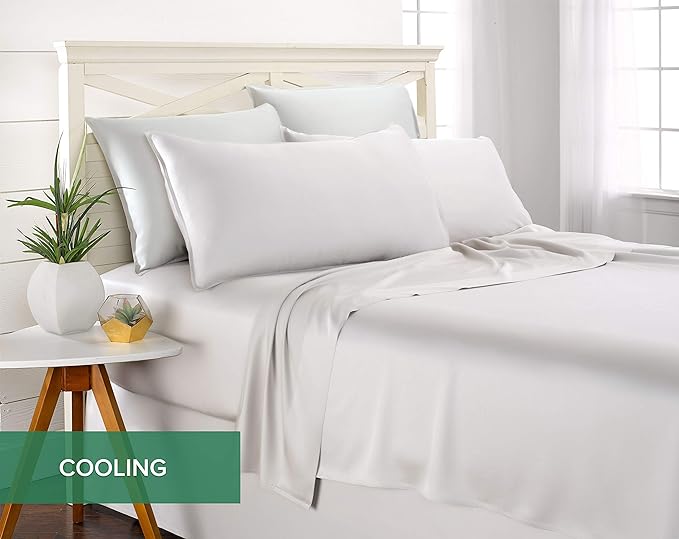 Pure Bamboo Twin XL Sheets, Genuine 100% Organic Viscose Derived from Bamboo Bed Sheet Set, Luxuriously Soft & Cooling, Double Stitching, 2 Year Quality Promise (Twin XL, White)