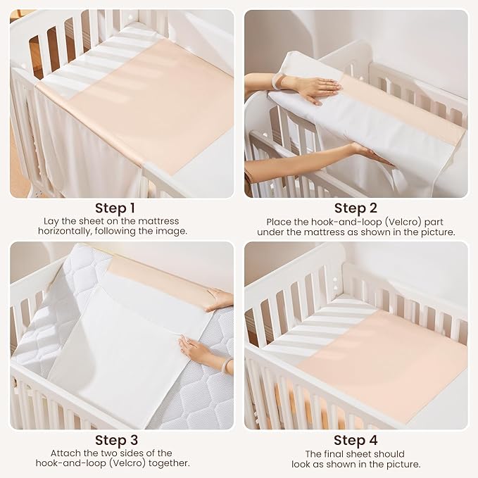 THXSILK 100% 7A+ Grade Mulberry Silk Mini Crib Toddler Baby Bedding Sleeve Sheet for Hair and Skin Health, No More Bed Head and Baby Bald Spots 41.4inch*20.5inch, Champagne