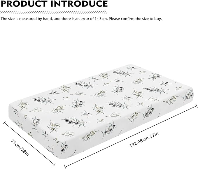 Black Olives and Green Branch Fitted Crib Sheet Olives Baby Crib Sheet Fit Standard Crib and Toddler Mattress,Crib Mattress Sheets for Boys Girls 28"x52"