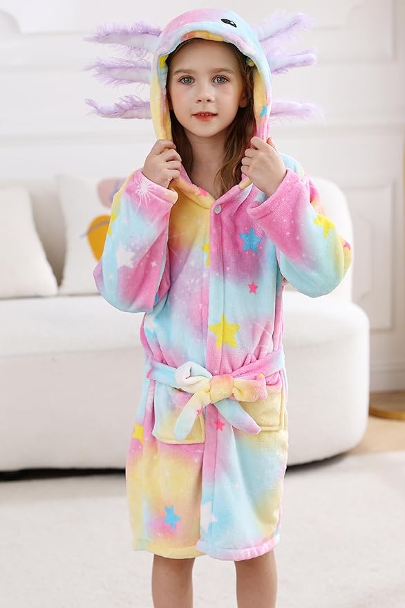 DELEY Girl's Robe Baby Boys Hoodie Robes Toddler Bathrobes for Kids Pajamas Sleepwear