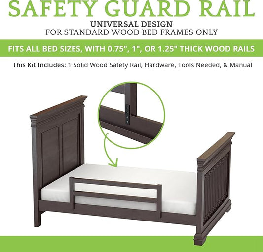CC KITS Safety Guard Rail for Baby, Kids, and Children - Solid Wood Safety Bed Rail for Toddlers - Easy Installation - Premium Protection for Bunk, Twin, Full, Queen and King Size Beds - (Espresso)