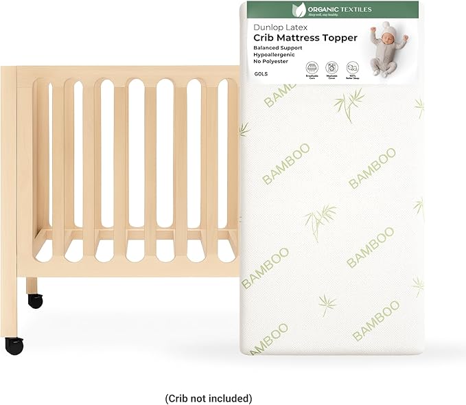 ORGANIC TEXTILES Organic Baby Mattress Topper with Rayon Derived Bamboo Removable Cover - GOLS/GOTS Certified - Breathable - 3" Mini Sleeper (31"x18")