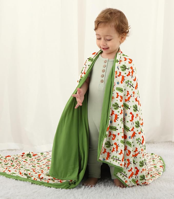 Premium Baby Blankets, Soft Viscose from Bamboo Blanket for Boys and Girls, Nursery Crib Bedding Quilt for Newborn and Toddler, Cooling for Hot Sleepers, 50'' x 50'' Little Fox