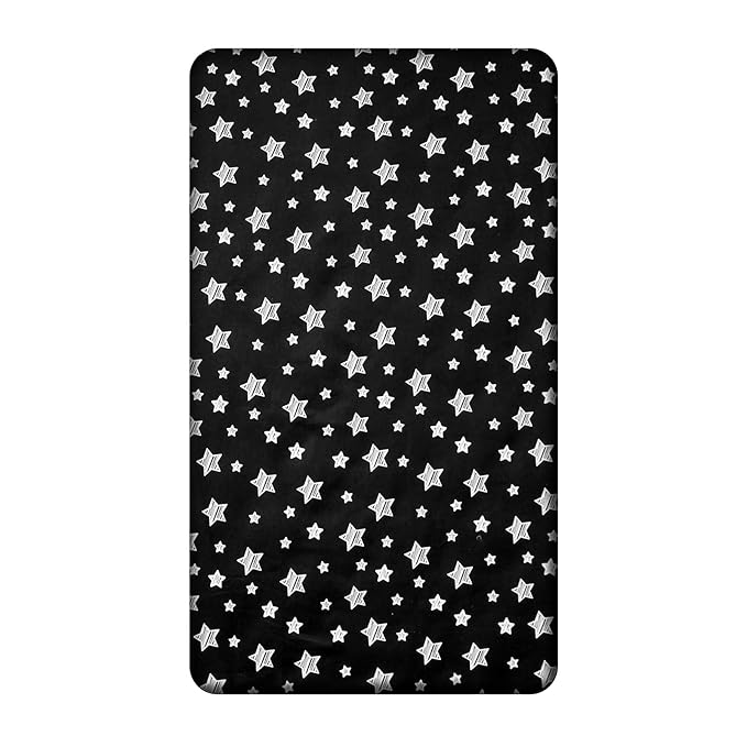 Black Star Baby Crib Sheet - Silky Soft Microfiber, 52'' x 28'' Fitted Sheet for Standard Size Crib Mattress, Snug Fit for Boys & Girls