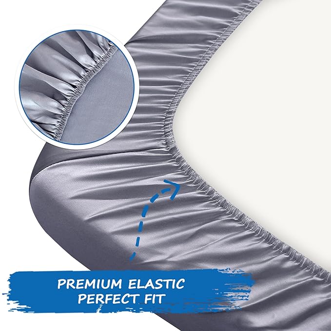 Satin Pack and Play Playard Sheet, Soft & Silky Mini Crib Mattress Sheets Cover (39"x27"x5") for Boys and Girls, Great for Baby Hair and Skin, Grey