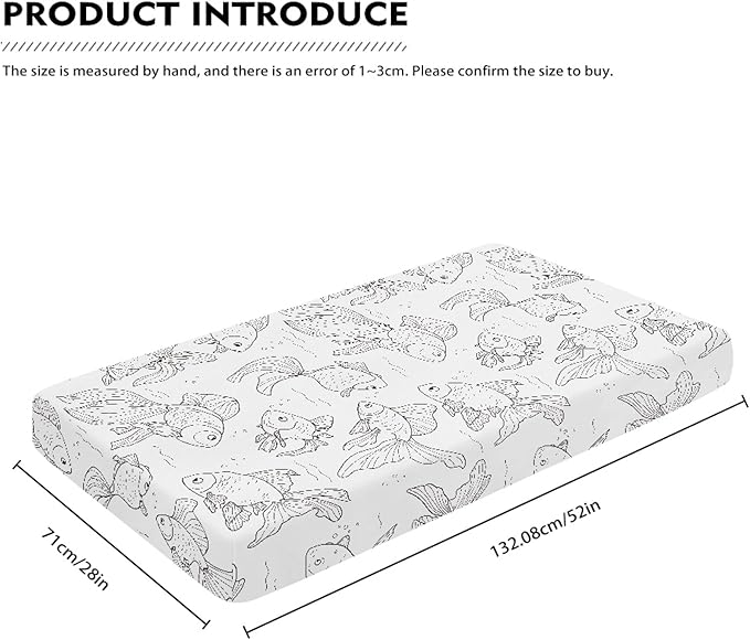 Black and White Golden Fish Fitted Crib Sheet Ocean Animals Baby Crib Sheet Fit Standard Crib and Toddler Mattress,Crib Mattress Sheets for Boys Girls 28"x52"