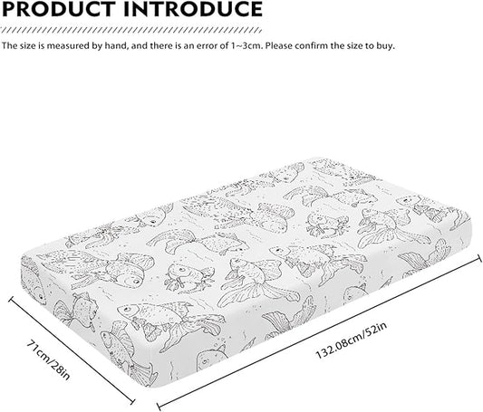 Black and White Golden Fish Fitted Crib Sheet Ocean Animals Baby Crib Sheet Fit Standard Crib and Toddler Mattress,Crib Mattress Sheets for Boys Girls 28"x52"