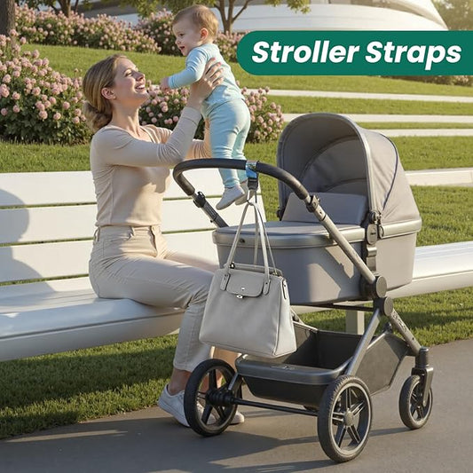 Stroller Straps, Mommy Hooks Diaper Bags, Universal Shopping cart, Wallet, Backpack - 2 Packs (Beach by The sea)