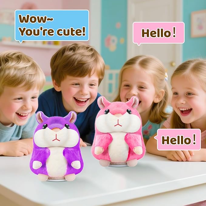 Kids Toddler Toys for Ages 2-4, Talking Hamster Repeats What You Say, Interactive Plush Repeating Toy for 2 3 4 5 6 8 Year Old Boy Girl Birthday Gift (Purple)