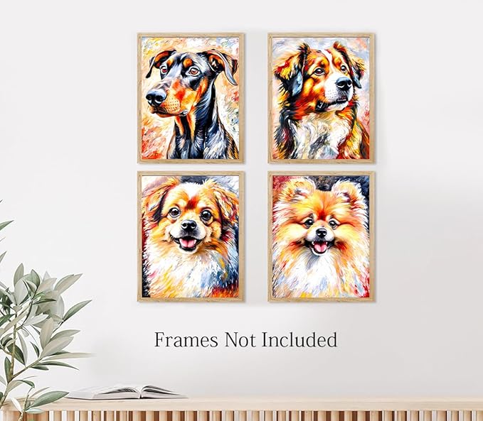 LNLAGBO Dogs Canvas Wall Art,Cute Dogs Canvas Wall Art,Funny Animal Dog Art,Dog Lover Sign Wall Decor,for Bedroom Nursery Baby Kids Room Wall Decor(8"x10"Unframed)
