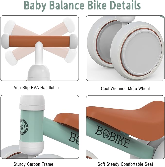 Baby Balance Bike Toys for 12-36 Months Kids Toy Boy Girls Gifts Toddler Best First Birthday Gift Children Walker No Pedal Infant 4 Wheels Bicycle (Light Green)
