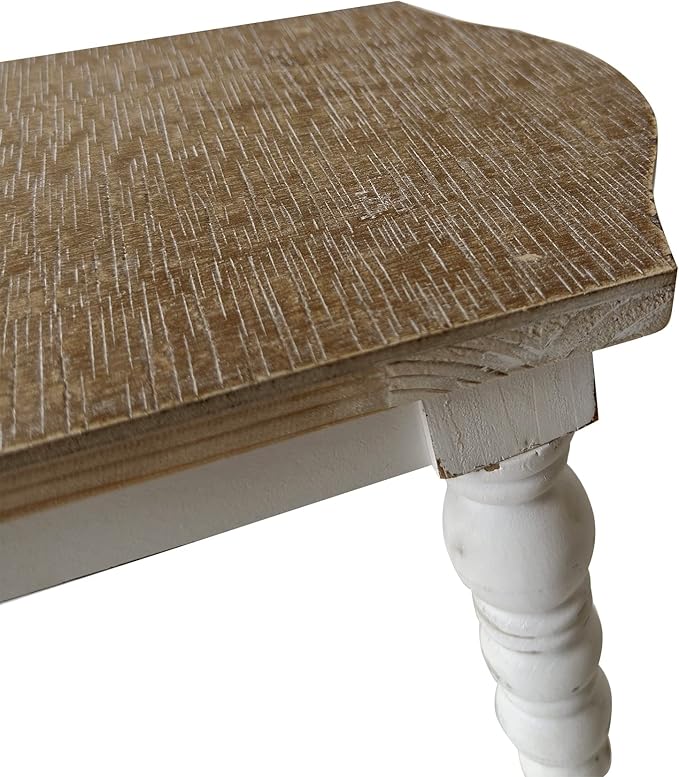 dwellington Wooden Bathroom Farmhouse Step Stool, Wood Foot Stool for Adults Kids, Bedside Step Plant Stand for Kitchen