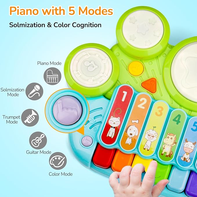Baby Musical Toys 3 in 1 Piano Keyboard Xylophone Drum Set for 1 Year Old Girls Boys Toys Age 2 Music Instrument Learning Toys Toddlers 1-3 0-2 First Birthday Gift Infant Baby Toys 6 9 12 18 Month