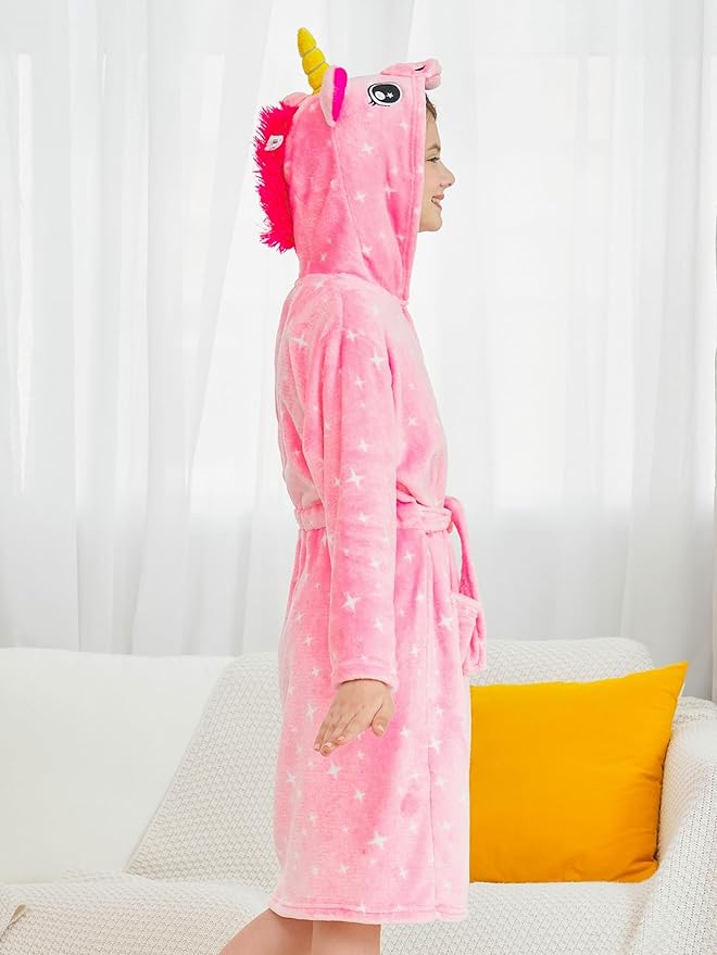 Doctor Unicorn Soft Unicorn Hooded Bathrobe Sleepwear - Unicorn Gifts for Girls