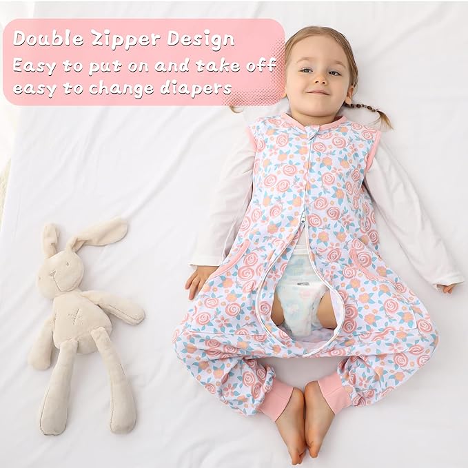 WONDAY Toddler Sleep Sack with Feet, 0.5 Tog Sleeping Sacks for Walking with Legs 12-18 Months 5T 7T