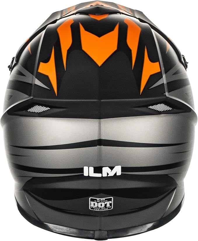 ILM Adult Dirt Bike Helmets Motocross ATV Dirtbike BMX MX Offroad Full Face Motorcycle Helmet, DOT Approved Model 128S (Orange Gray, Adult-XXLarge)