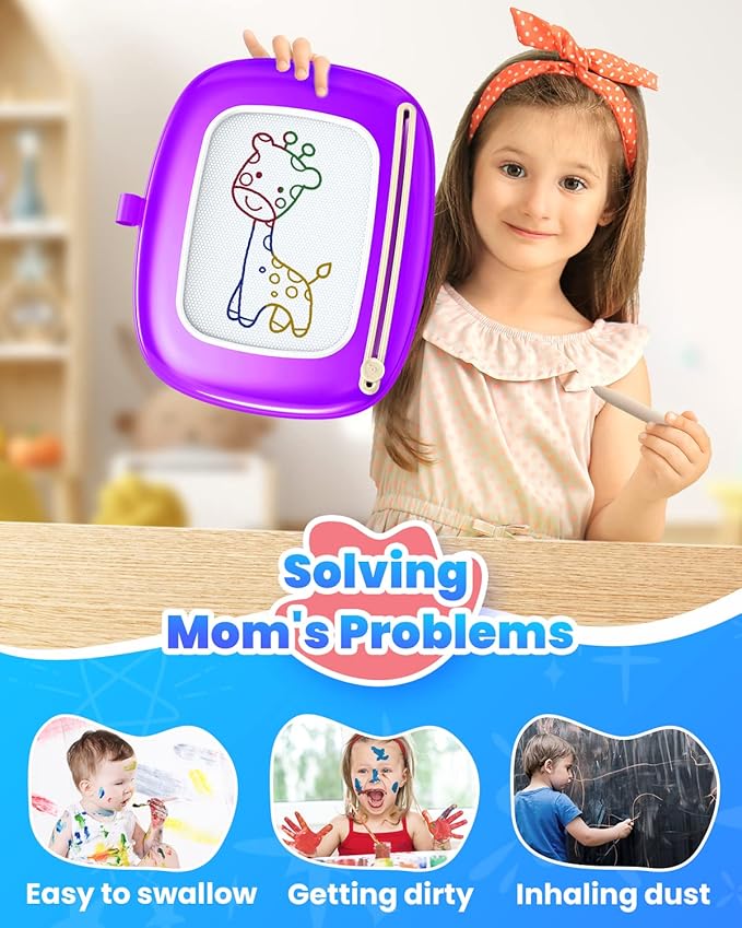Seimome Doodle Board for Toddler Toys Age 1-3, Magnetic Writing Board, Preschool Learning and Educational Toys for 1 2 3 Years Old Girl Boy Gift for Birthday -Purple