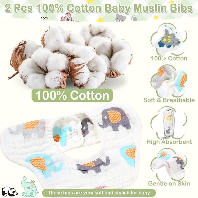 14 Pcs Baby Towels Washcloths and Baby Bibs Set, 4 Pcs 32x32 Hooded Bath Towel, 8 Pcs Baby Washcloths and 2 Pcs Cotton Baby Bibs for Newborns, Toddlers and Kids, Soft Baby Towel Set for Boys and Girls