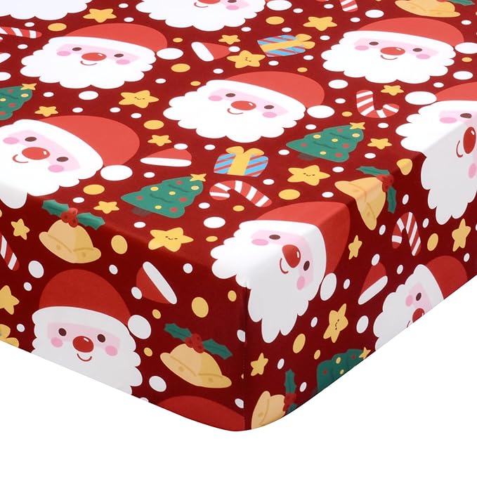 UOMNY Crib Sheet, Christmas Crib Sheets Baby Sheet for Standard Crib and Toddler Mattresses Nursery Bedding Sheet Crib Mattress Sheets for Boys and Girls 1 Pack Toddler Sheet