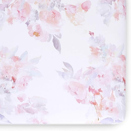 Oilo Crib Sheet, Breathable, Fitted, Turkish Cotton Jersey, 300 Thread Count, Machine Washable, Fits Standard Crib (28" x 52" x 6"), Toddler Bedding, Girl, Boy, & Neutral Nursery Design, Prim Floral
