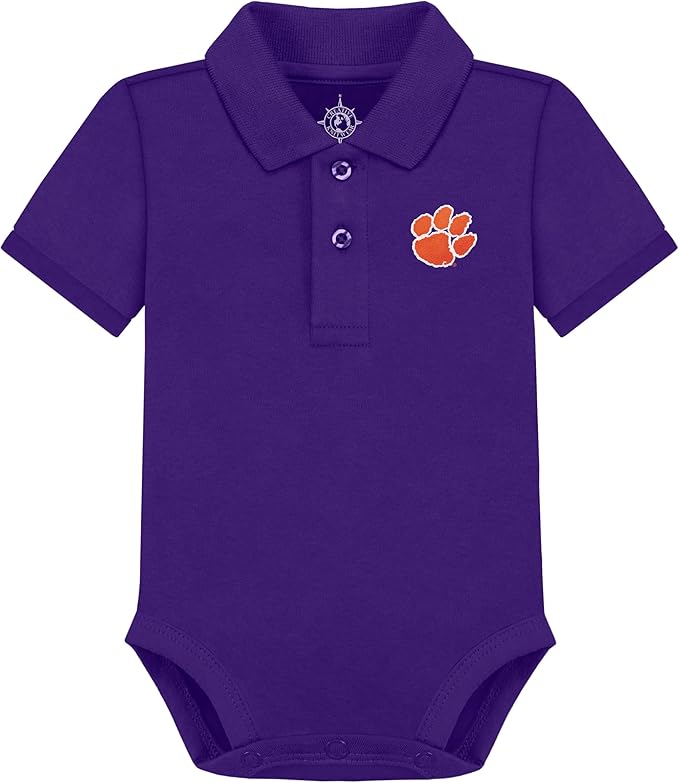 Creative Knitwear College Baby Polo Bodysuit Solid - Team Logo, Multiple Colors, for Boys & Girls (0-12 Months)