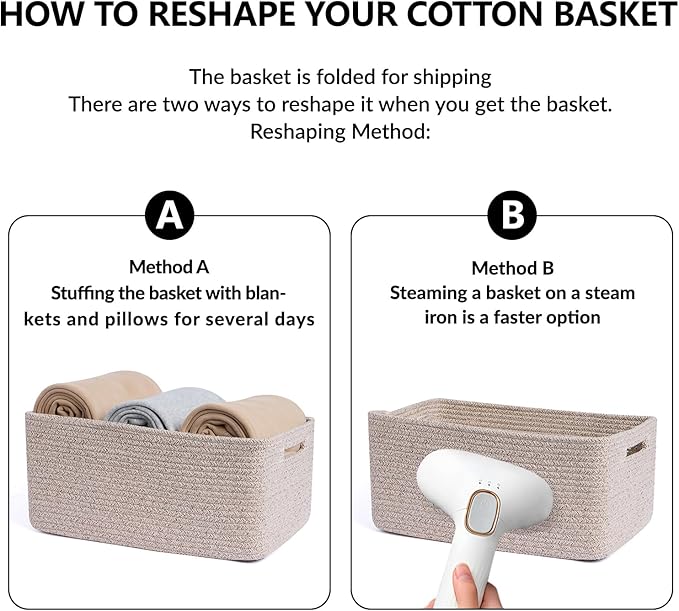 MiniArk Large Storage Baskets for Organizing, Closet Shelf Baskets for Clothes Blanket Towels, Baby Nursery, Toy Bins Box, Woven Rope Baskets, 17 x 13 x 7.5”, 4 Packs Mixed Brown