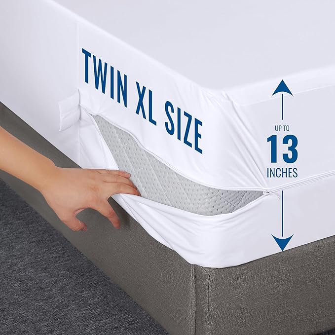 Utopia Bedding Waterproof Mattress Protector Twin XL Size (Pack of 2), Zippered Mattress Encasement Bed Bug and Dust Mite Proof, Absorbent Six-Sided Mattress Cover