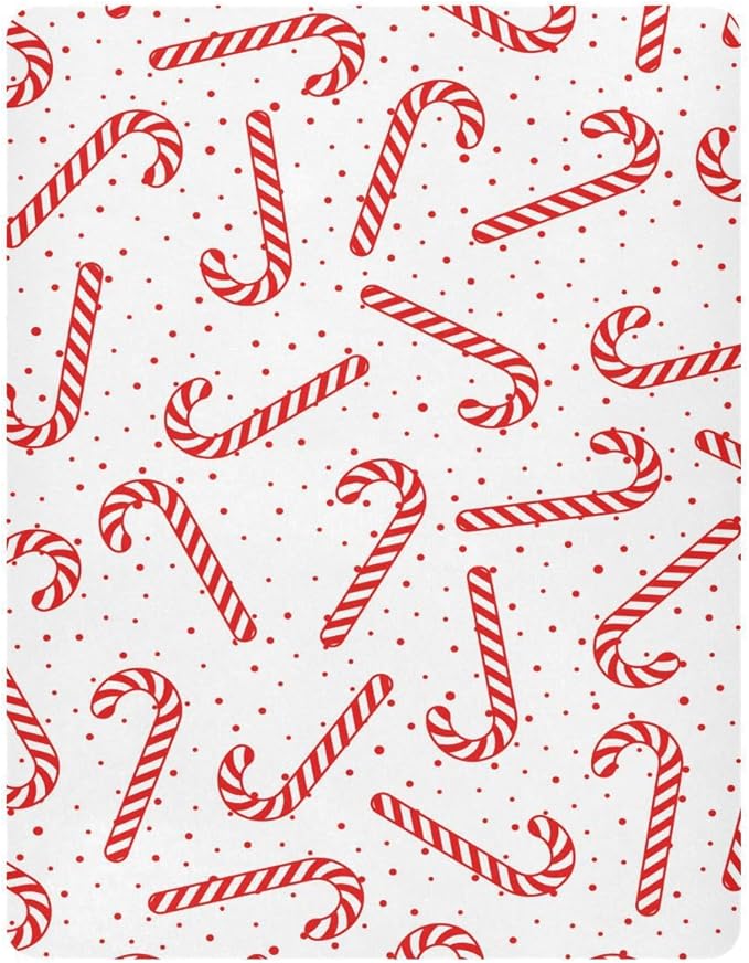 Christmas Candy Cane Crib Sheets Soft Breathable Fitted Baby Crib Sheets Mattress Cover for Boy Girls, 52" x 28" x 9"