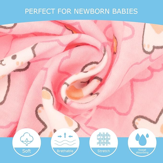 DRESHOW BQUBO 3 Pack Baby Swaddle Sleep Sacks Baby Swaddling Blanket Wrap Newborn Swaddle Sack with Bear Ears Hat for Boys Girls 6-12 Lbs Newborns & 0-3 Months Girls Boys