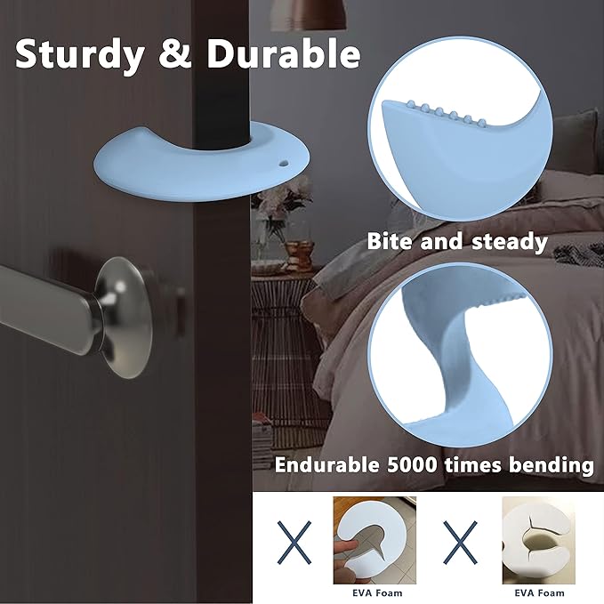 Neobay Door Pinch Guard and Door Slam Stopper, Durable Silicone Door Finger Pinch Guard, Prevents Slamming on Even Heavy Doors, Non-Toxic & Pet Friendly, Blue, 6 Packs