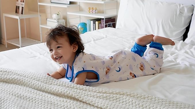 Baby/Toddler Sleep Sack with Legs, Rayon from Bamboo 95% + 5% Spandex, 1.0 TOG, 2‑Way Zipper Sleeping Bag, Walker‑Friendly 18-36M